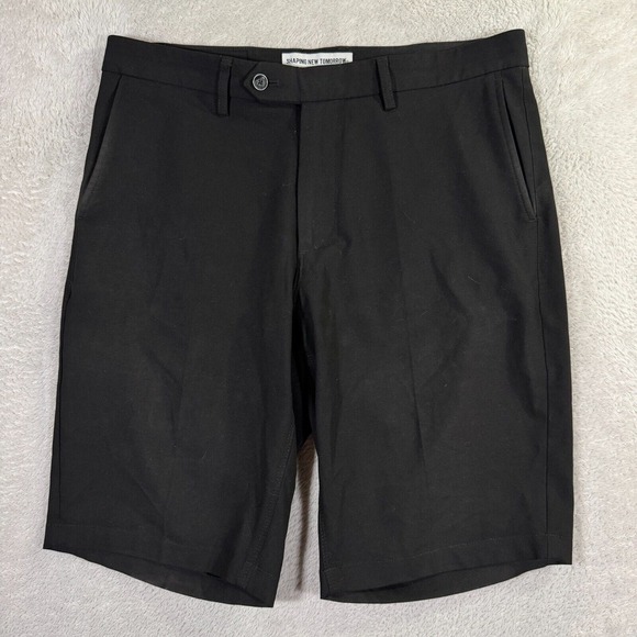 Shaping New Tomorrow Chino Shorts Mens 32 Black Stretch 10.5" Inseam Classic Fit - Picture 1 of 8